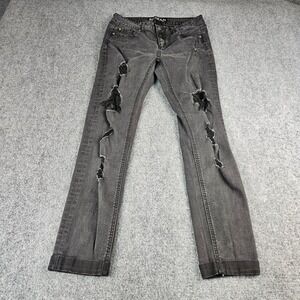 Enjean Black Distressed Skinny Jeans Womens‎ Size 9 Ripped Frayed E16P054